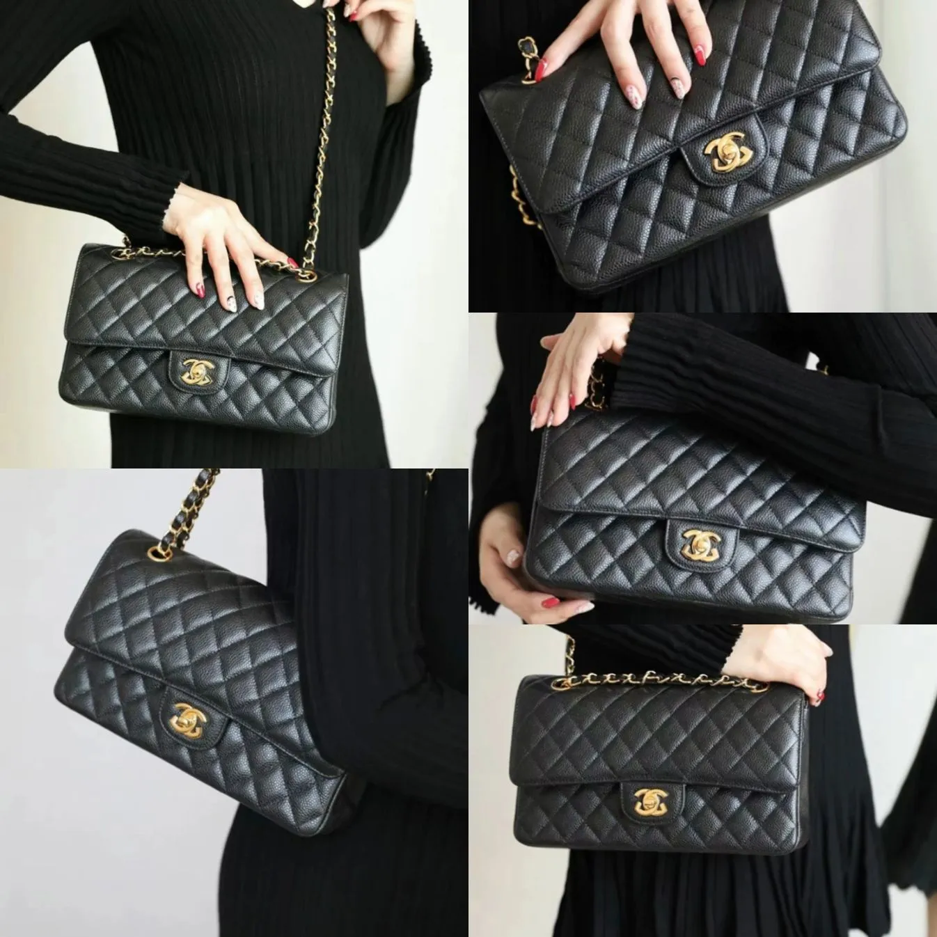 10A Caviar cf Classic Designer bags Shoulder Bag Sheepskin Women's Crossbody Bags Diamond Pattern Metal Chain Doube C Letters Flap Closure Handbag 25 bag tote bag 01 - 6 of 9