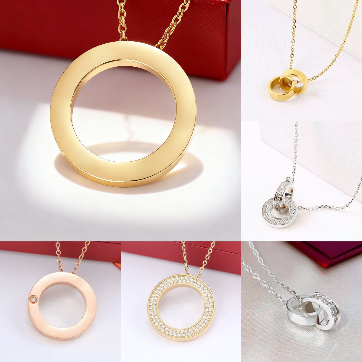 love necklace luxury jewelry designer necklace for woman circle pendant necklace with diamond 45cm screw necklace cross stone stainless steel necklace womens gift - 2 of 9