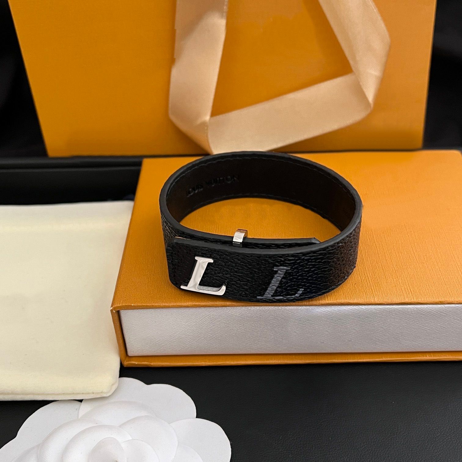 Luxury Men Leather Bracelet Bangle Black With Womens Birthday Gifts Bangle Hand Jewelry Christmas Fashion Style Gift Bracelet - 2 of 5