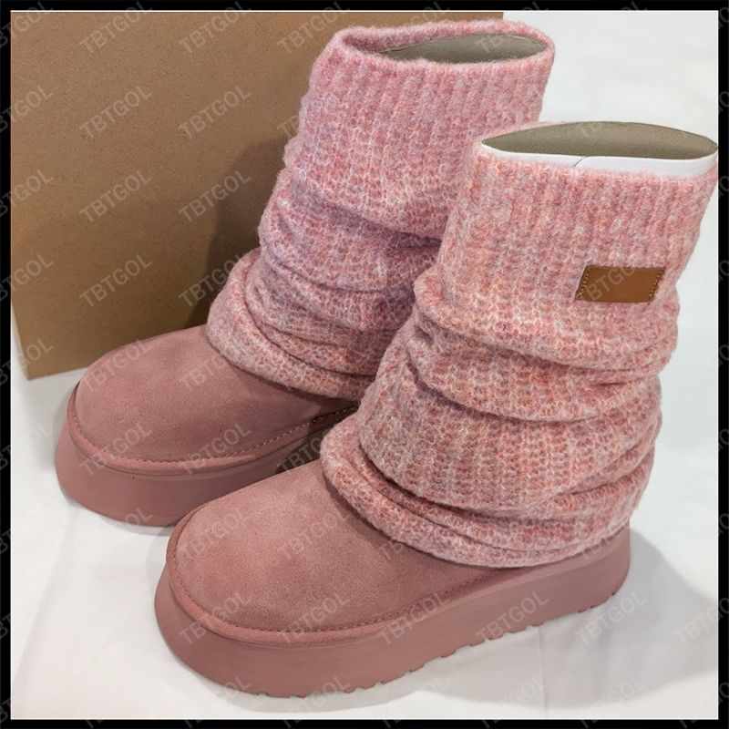 Classic Mini Dipper Boots Wool Over The Knee Boots Womens Puffer Boot Winter Sock Boots Wool Platform Boots Warm Wear Stretch Seam 960 - 6 of 8