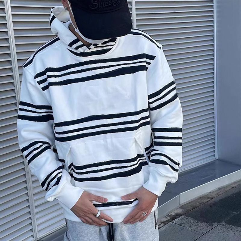 Topstoney Designer Hoodies Spring Mens Striped Hoodie Cotton Super Large Hoodie Long Sleeve Street Clothing Fashion Top Jumper - 4 of 8