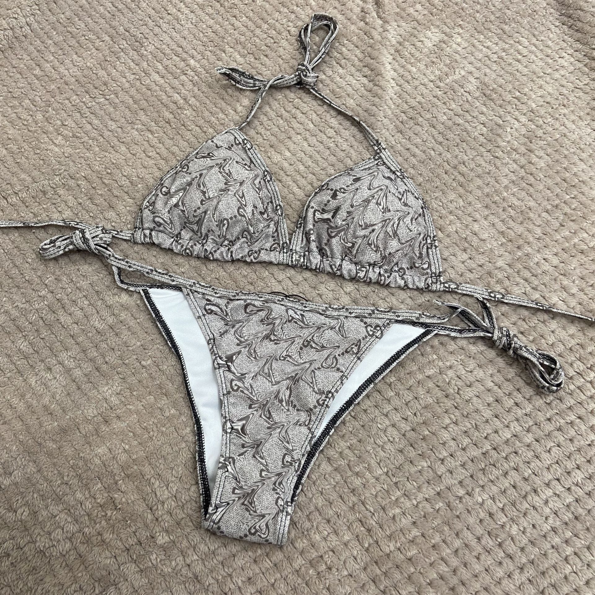 designer swimwear Women's Bikini Swimwears Sexy swimsuit women swim suit suits bikinis Sex low waist Printed pattern pool parties sets S-XL - 4 of 5