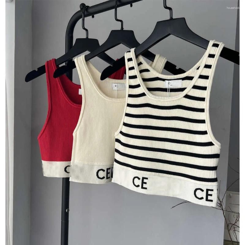 Women's T Shirts Women Tank Top Womens Designer Shirt Black White Strip Letter Summer Short Sleeve Ladies Clothing Size S-L Camis Tops Femme - 3 of 9
