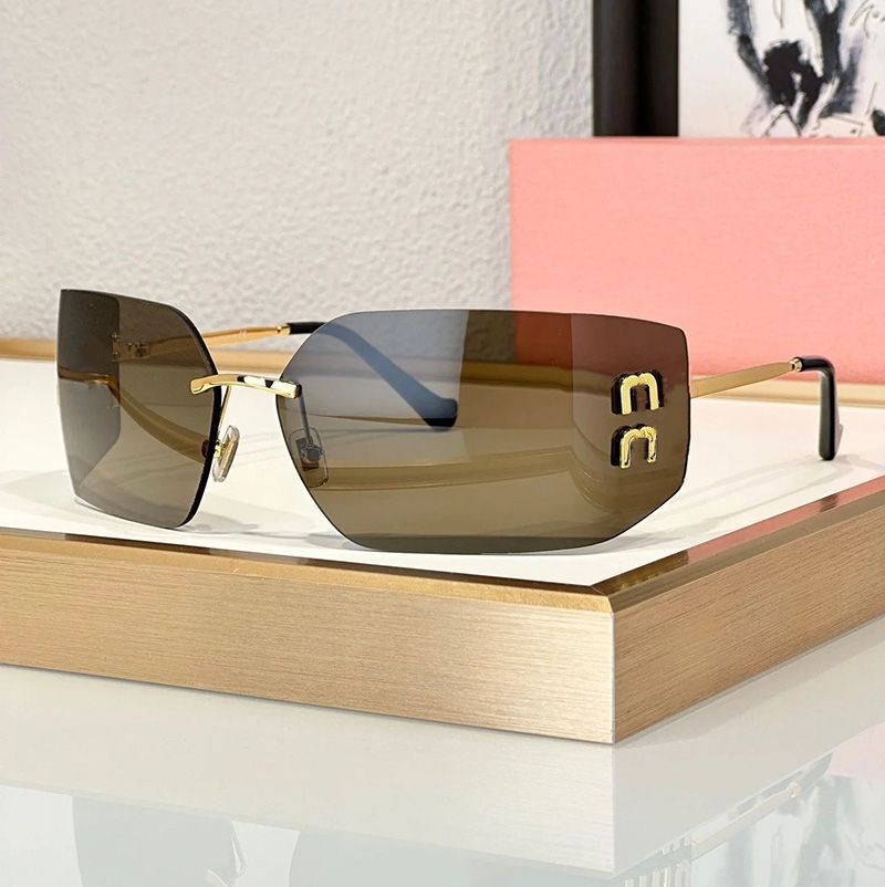 Designer Sunglasses for womens sunglasses men sunglass woman rimless frame mirror cat eye shades luxury sun glasses for women Y2K spicy girl gift High quality - 4 of 8