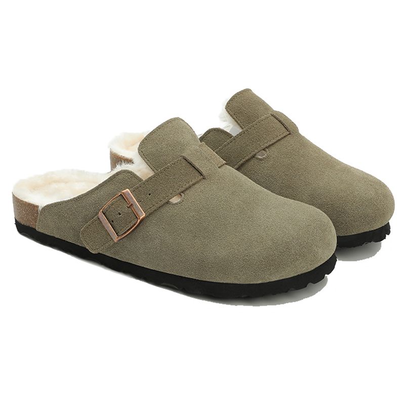 free shipping with box designer slippers men women clogs suede leather mules mens stylish slides outdoor comfortable sandals black brown sand grey shoes - 9 of 9