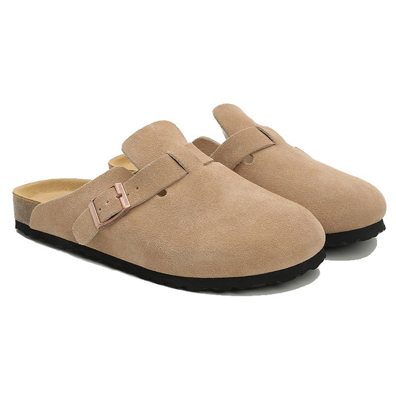 free shipping with box designer slippers men women clogs suede leather mules mens stylish slides outdoor comfortable sandals black brown sand grey shoes - 6 of 9