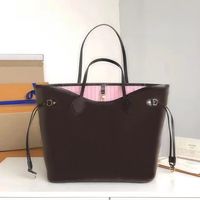 Shopping bag brown checked pink inside