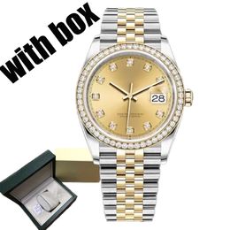 mens diamond lady watches automatic mechanical movement wristwatches full stainless steel watch luminous sapphire glass montre de luxe 28-36-41mm - denook