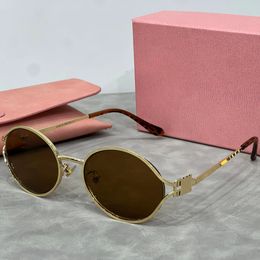 MU Classic Sunglasses Women HOT Designer Fashion Retro Eyewear Outdoor Beach Leisure Style Goggles UV400 Anti-Ultraviolet Metal Oval Full Frame Random Box High - denook