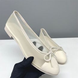 26P Mesh Flats Designer Women Ballerine Shoes Classic Bow Sandals Mesh Slides Cap Toe Ballet Flat Fashion Pumps Bridal Wedding Shoes 1057 - denook