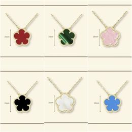 necklace designer for women Classic 15MM necklace clover stainless steel jewlery mother of pearl diamonds flower pendant necklace designer jewelry women gift box - denook