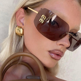 Designer Sunglasses for womens sunglasses men sunglass woman rimless frame mirror cat eye shades luxury sun glasses for women Y2K spicy girl gift High quality - denook