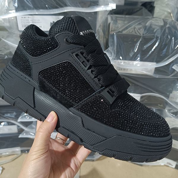 Designer Comfortable Platform Casual Shoes with Rubber Sole for Men and Women MA-1 Sneakers Crystal Embellished Genuine Leather Sneakers 973 - Shoes & Accessories - denook