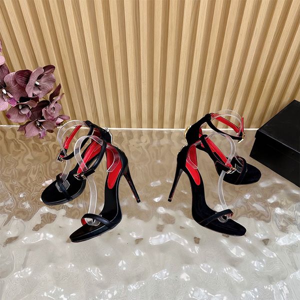 Designer Fashion Women Pointed Toe Dagger Stiletto Sandals Open Heel Suede High Heels Summer Open Heel High Heels 998 - Shoes & Accessories - denook
