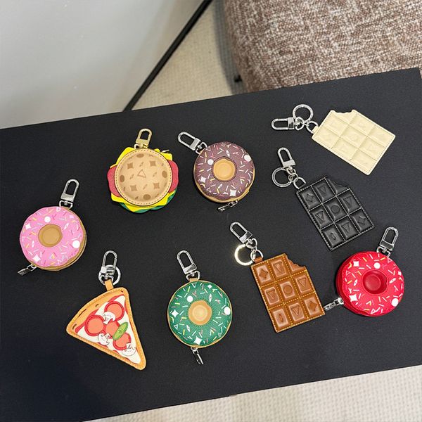 Keychain Designer Burger Donut Lanyard Characters Keychain Fashion Chocolate Floral Pattern Handmade Leather Hanging Rope Men Keychain Women Headphone Keychain - Fashion Accessories - denook