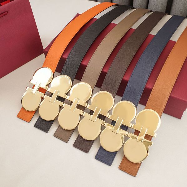 Mens Woman Belt Luxury Genuine Leather Belts Golden Silver Smooth Buckle 3.5cm 3.8cm Width Man Woman Waistband Lychee Texture 16 Model Optional Waist Girdle - Fashion Accessories - denook
