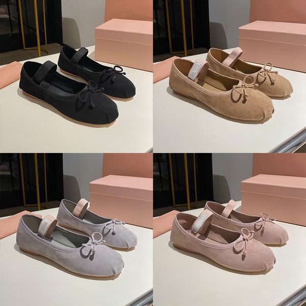 Designer Loafers Ballet Flat Shoes Women Leather Sandals Butterfly Soft Sole Suede Sneaker Elastic Band Shallow Mouth Mary Janes Casual Shoes 1062 - Fashion Collection - denook