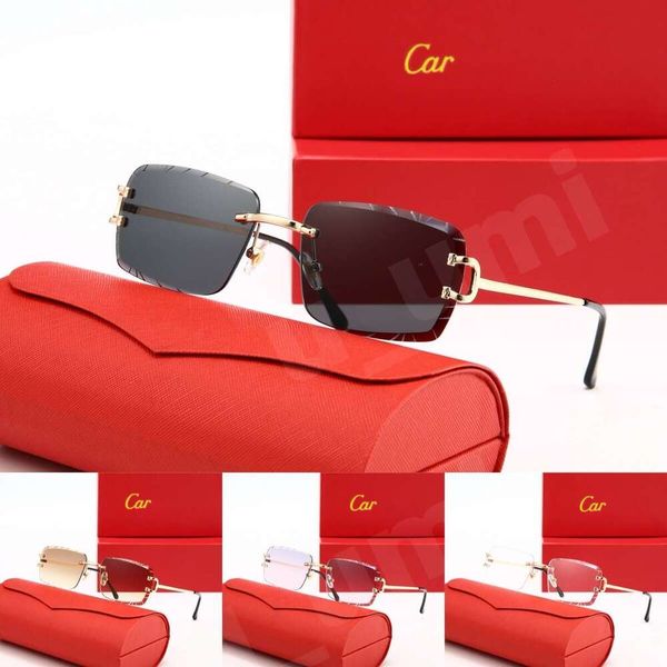 Luxury Designer Sunglasses Panthere Santos Rimless Metal Frame Titanium Gold Tone Leopard Claw Detail UV400 Protection Fashion Eyewear For Men Women With Box - Fashion Accessories - denook