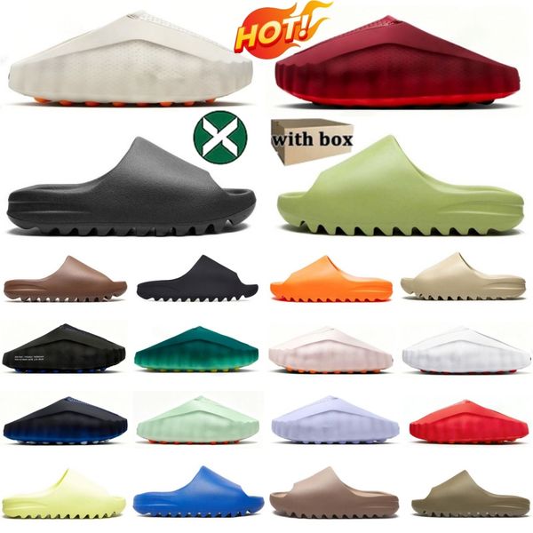 Free Shipping Designer slides for men slippers 001 onyx Bone Azure Flax Pure Ochre glow green Resin Soot womens sandals solid slide slipper sandal - Shoes & Accessories - denook