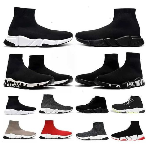 26S Hot Knit Sock Platform Sneakers Casual Sports Trainers 1.0 2.0 3.0 Lace-up Boots Luxury Unisex Glitter Runners Graffiti Outdoor Walking Shoes NO017 - Fashion Collection - denook