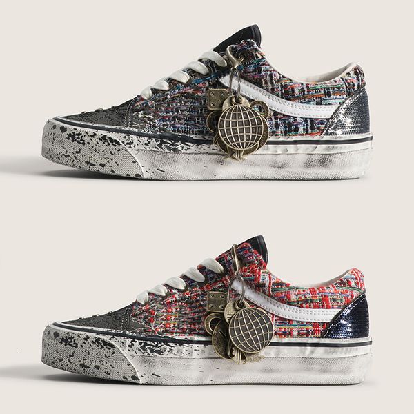 2026 Men Canvas Shoes Luxury Pearlized Sneakers Pearls Design Trainers Old Sports Casual Shoes Lace-Up Walking Shoe 1083 - Shoes & Accessories - denook