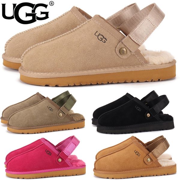 UGG Women's Goldenstar Platform Slippers Adjustable Strap Back Band Suede Shearling Lined Slip On Winter Outdoor Mule Slides Multiple colors - Shoes & Accessories - denook