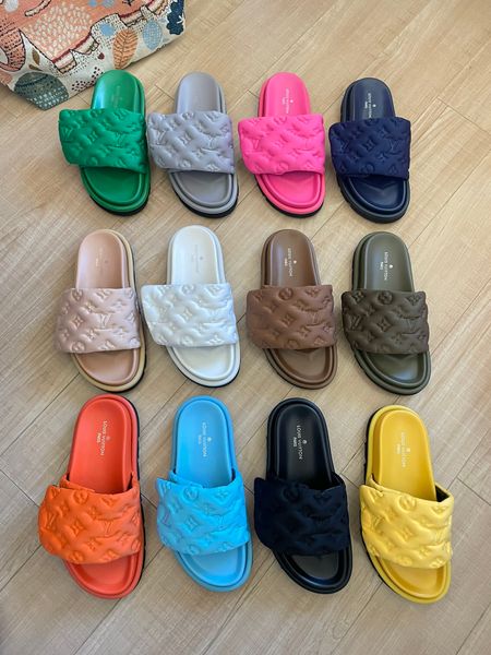 Louis Vuitton Pillow Flat Comfort Sandal Strap Platform Slide Sandals For Women Thick Non Slip Sole Casual Beach Vacation Summer Slippers Multiple colors - Shoes & Accessories - denook