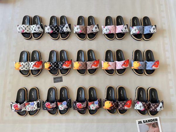 Louis Vuitton X Takashi Murakami Character Sandal Slide Sandals For Women Non Slip Thick Sole Cute Casual Beach Vacation Summer Slippers Multiple colors - Shoes & Accessories - denook