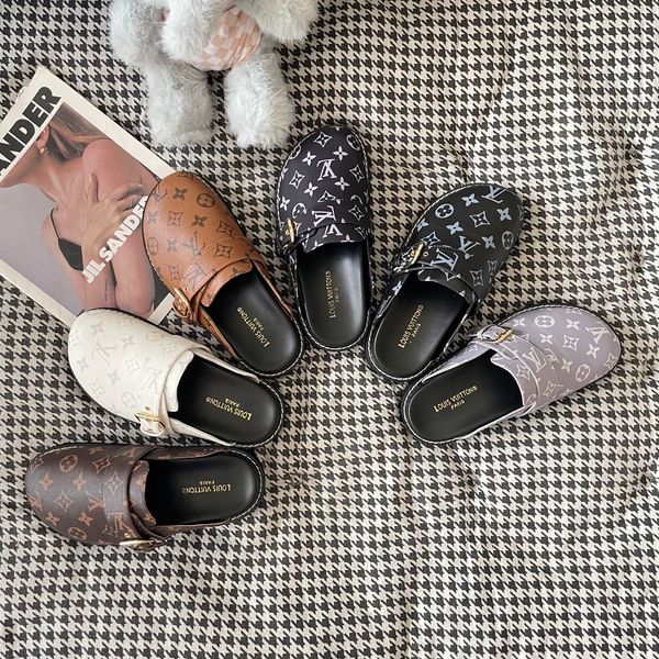 Louis Vuitton Cosy Flat Comfort Clog Easy Mule Women Gold Luxury Monogram Print Slipper Soft Flat Sole Outdoor Casual Walking Slippers Multiple colors - Shoes & Accessories - denook