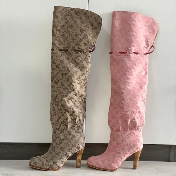 women over the knee boots winter canvas cowboy boots high heel boots fashion dress shoes womens designer shoes boots party wear 684 50 - Shoes & Accessories - denook