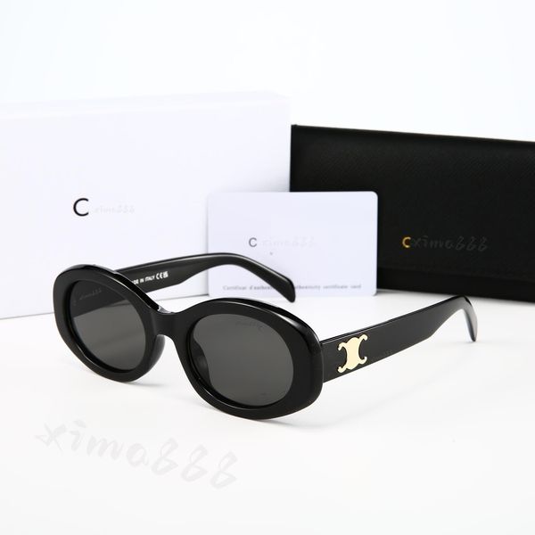 Designer Sunglasses Black Acetate Frame Dark Gray Lens Sunglasses For Women UV400 Nylon Lenses Polished Metal Luxury Sunglasses Oval Cat Eye Glasses - Bags, Shoes & Accs - denook