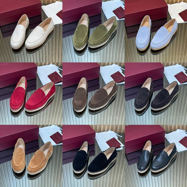 2026 New Women's Chic Espadrille Flats Designer Loafers Straw Woven Slip-On Slippers Soft Suede Leather Casual Summer Shoes 1034 - Shoes & Accessories - denook