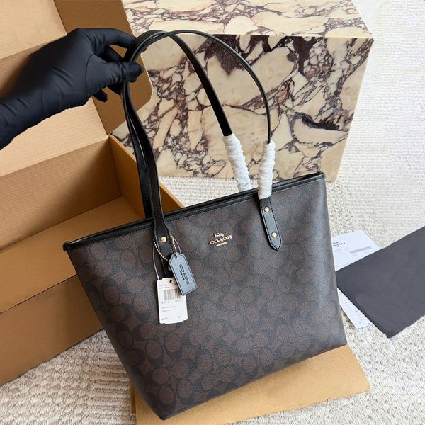 Designer Bag Shoulder Bag Handbag City tote bag Classic Brown and Black Monogram Bag Classic coated monogram canvas Smooth leather trim Bag Best Selling Commuter Bag - Bags, Luggage & Accessories - denook