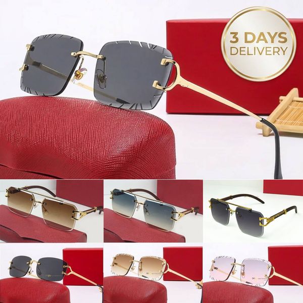 With Box Luxury Men Sunglasses for Women Designer 7234 Diamond Cut Lenses Gold Frame Square Buffalo Sun Glasses UV400 Outdoor Driving Shades 3-7 Days Fast Delivery - denook