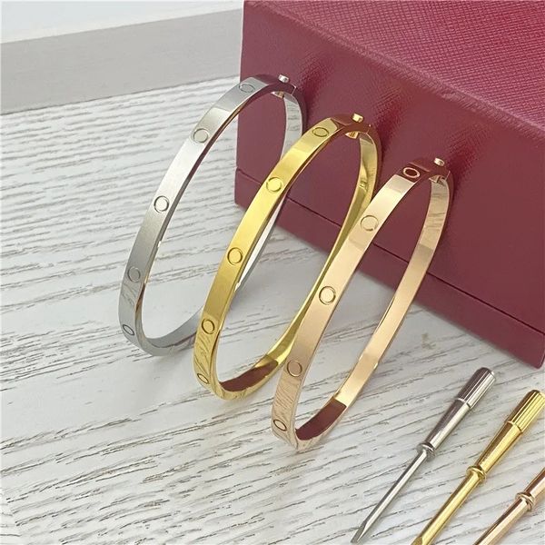 4mm 6mm love Bangles ring Titanium Steel Bracelet with ZC Stone Screwdriver C Bracelets for Women Men Lover with Gift Box DUST BAG S12103 - Fashion Accessories - denook