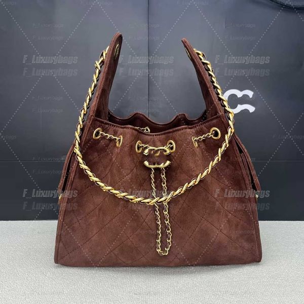 Evening Bags Shoulder Bags Designer shoulder diamond check long chain fashion bucket crossbody bag Big homeless person 25 suede leather grey casual luxury brand - Bags, Luggage & Accessories - denook
