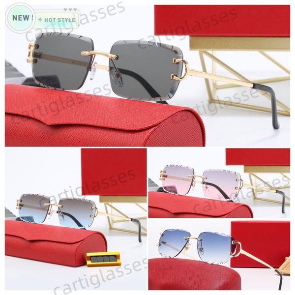 Luxury Designer Sunglasses Mens Rimless Panther Sunglasses Womens Polarized UV Protection Sun Glasses Vintage Driving Shades Lunettes De Soleil Femme - Bags, Shoes & Accs - denook
