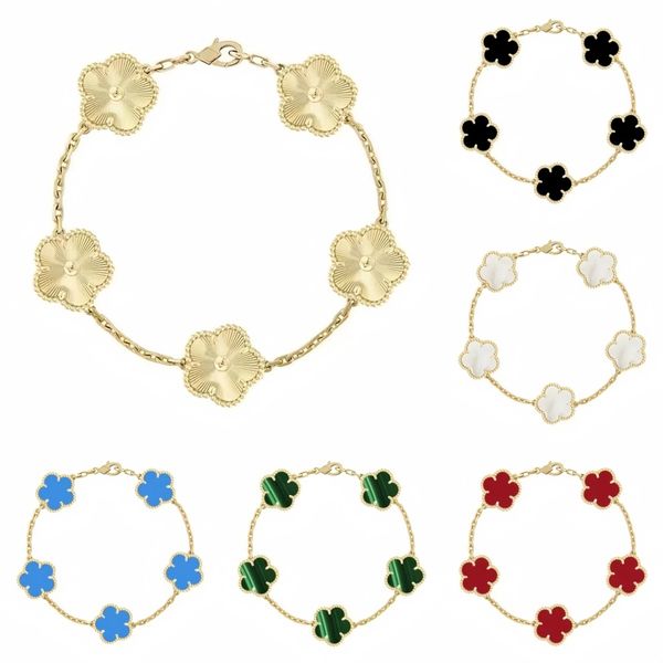 have 5 flower bracelet designer jewelry women bangle classic wedding gift white mother-of-pearl diamond bracelet fashion charm 18K gold plated 4 leaf clover bracelet - Jewelry - denook