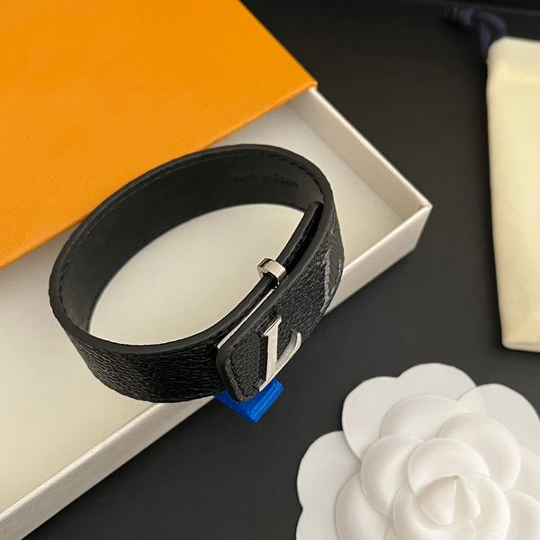 Luxury Men Leather Bracelet Bangle Black With Womens Birthday Gifts Bangle Hand Jewelry Christmas Fashion Style Gift Bracelet - Jewelry - denook