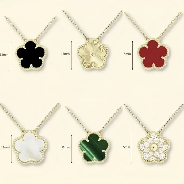 flower necklace designer for women classic clover necklace 15mm stainless steel iewlery mother of pearl diamonds pendant necklace designer iewelry women gift box - Jewelry - denook